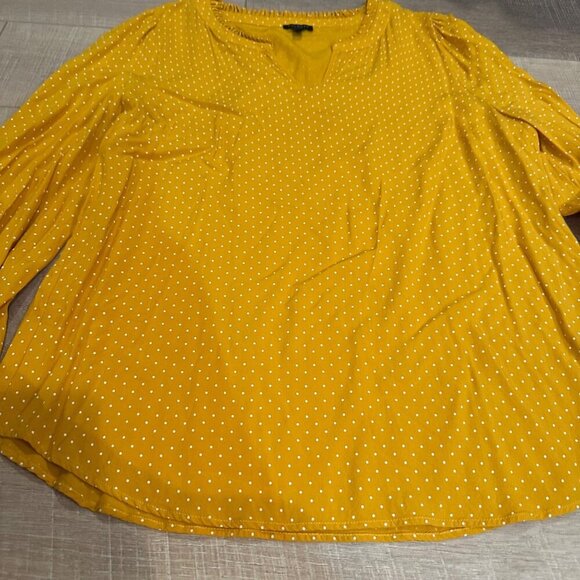 TALBOTS YELLOW POLKA DOT BLOUSE WOMENS LARGE - Picture 3 of 8